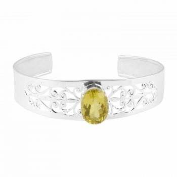 925 sterling silver lemon quartz cuff bangle bracelet jewellery 